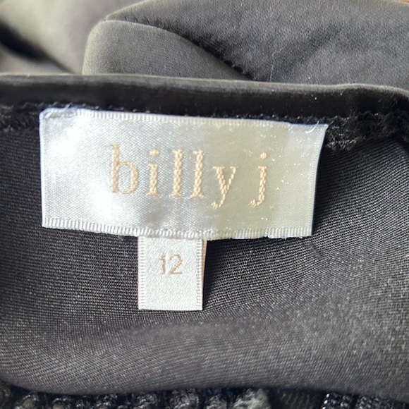 Billy J Julia Black Satin Maxi Dress Spaghetti Side Slit Ruched  Excellent 12 - Picture 5 of 12